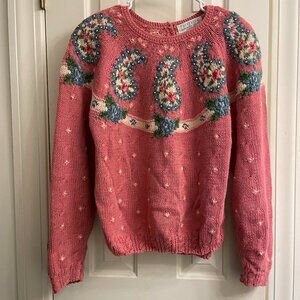 Vintage Portraits by Northern Isles Pastel Pink Floral Sweater